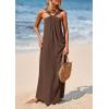 imagePRETTYGARDEN Womens 2025 Casual Long Summer Dresses Sleeveless Strappy Loose Flowy Beach Vacation Maxi Dress with PocketsDark Khaki