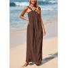 imagePRETTYGARDEN Womens 2025 Casual Long Summer Dresses Sleeveless Strappy Loose Flowy Beach Vacation Maxi Dress with PocketsDark Khaki
