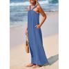 imagePRETTYGARDEN Womens 2025 Casual Long Summer Dresses Sleeveless Strappy Loose Flowy Beach Vacation Maxi Dress with PocketsGrey Blue