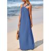 imagePRETTYGARDEN Womens 2025 Casual Long Summer Dresses Sleeveless Strappy Loose Flowy Beach Vacation Maxi Dress with PocketsGrey Blue