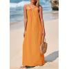 imagePRETTYGARDEN Womens 2025 Casual Long Summer Dresses Sleeveless Strappy Loose Flowy Beach Vacation Maxi Dress with PocketsOrange Yellow