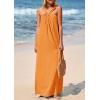 imagePRETTYGARDEN Womens 2025 Casual Long Summer Dresses Sleeveless Strappy Loose Flowy Beach Vacation Maxi Dress with PocketsOrange Yellow