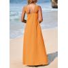 imagePRETTYGARDEN Womens 2025 Casual Long Summer Dresses Sleeveless Strappy Loose Flowy Beach Vacation Maxi Dress with PocketsOrange Yellow