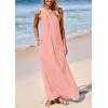 imagePRETTYGARDEN Womens 2025 Casual Long Summer Dresses Sleeveless Strappy Loose Flowy Beach Vacation Maxi Dress with PocketsPink
