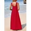 imagePRETTYGARDEN Womens 2025 Casual Long Summer Dresses Sleeveless Strappy Loose Flowy Beach Vacation Maxi Dress with PocketsRed