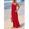 imagePRETTYGARDEN Womens 2025 Casual Long Summer Dresses Sleeveless Strappy Loose Flowy Beach Vacation Maxi Dress with PocketsRed