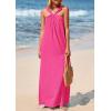 imagePRETTYGARDEN Womens 2025 Casual Long Summer Dresses Sleeveless Strappy Loose Flowy Beach Vacation Maxi Dress with PocketsRose Pink