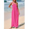 imagePRETTYGARDEN Womens 2025 Casual Long Summer Dresses Sleeveless Strappy Loose Flowy Beach Vacation Maxi Dress with PocketsRose Pink