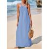 imagePRETTYGARDEN Womens 2025 Casual Long Summer Dresses Sleeveless Strappy Loose Flowy Beach Vacation Maxi Dress with PocketsSky Blue