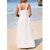 imagePRETTYGARDEN Womens 2025 Casual Long Summer Dresses Sleeveless Strappy Loose Flowy Beach Vacation Maxi Dress with PocketsWhite