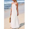 imagePRETTYGARDEN Womens 2025 Casual Long Summer Dresses Sleeveless Strappy Loose Flowy Beach Vacation Maxi Dress with PocketsWhite