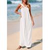 imagePRETTYGARDEN Womens 2025 Casual Long Summer Dresses Sleeveless Strappy Loose Flowy Beach Vacation Maxi Dress with PocketsWhite