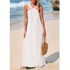 imagePRETTYGARDEN Womens 2025 Casual Long Summer Dresses Sleeveless Strappy Loose Flowy Beach Vacation Maxi Dress with PocketsWhite