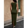 imagePRETTYGARDEN Womens 2025 Summer Bodycon Maxi Dresses Sleeveless Buttons Knit Spring Elegant Wedding Guest Cocktail DressArmy Green