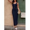 imagePRETTYGARDEN Womens 2025 Summer Bodycon Maxi Dresses Sleeveless Buttons Knit Spring Elegant Wedding Guest Cocktail DressNavy