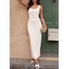 imagePRETTYGARDEN Womens 2025 Summer Bodycon Maxi Dresses Sleeveless Buttons Knit Spring Elegant Wedding Guest Cocktail DressWhite