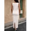 imagePRETTYGARDEN Womens 2025 Summer Bodycon Maxi Dresses Sleeveless Buttons Knit Spring Elegant Wedding Guest Cocktail DressWhite