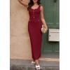 imagePRETTYGARDEN Womens 2025 Summer Bodycon Maxi Dresses Sleeveless Buttons Knit Spring Elegant Wedding Guest Cocktail DressWine Red