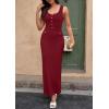 imagePRETTYGARDEN Womens 2025 Summer Bodycon Maxi Dresses Sleeveless Buttons Knit Spring Elegant Wedding Guest Cocktail DressWine Red