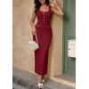 imagePRETTYGARDEN Womens 2025 Summer Bodycon Maxi Dresses Sleeveless Buttons Knit Spring Elegant Wedding Guest Cocktail DressWine Red