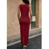 imagePRETTYGARDEN Womens 2025 Summer Bodycon Maxi Dresses Sleeveless Buttons Knit Spring Elegant Wedding Guest Cocktail DressWine Red
