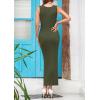 imagePRETTYGARDEN Womens 2025 Summer Casual Maxi Dresses Ribbed Knit Sleeveless Bodycon Elegant Going Out Beach Vacation ClothesArmy Green