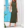 imagePRETTYGARDEN Womens 2025 Summer Casual Maxi Dresses Ribbed Knit Sleeveless Bodycon Elegant Going Out Beach Vacation ClothesArmy Green