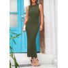 imagePRETTYGARDEN Womens 2025 Summer Casual Maxi Dresses Ribbed Knit Sleeveless Bodycon Elegant Going Out Beach Vacation ClothesArmy Green