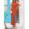 imagePRETTYGARDEN Womens 2025 Summer Casual Maxi Dresses Ribbed Knit Sleeveless Bodycon Elegant Going Out Beach Vacation ClothesBrick Red
