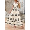 imagePRETTYGARDEN Womens 2025 Summer Casual V Neck Boho Maxi Dress Flowy Aline Bell Sleeve Tiered Floral Dresses with PocketFloral Apricot Black
