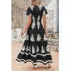 imagePRETTYGARDEN Womens 2025 Summer Casual V Neck Boho Maxi Dress Flowy Aline Bell Sleeve Tiered Floral Dresses with PocketFloral Black White