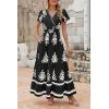 imagePRETTYGARDEN Womens 2025 Summer Casual V Neck Boho Maxi Dress Flowy Aline Bell Sleeve Tiered Floral Dresses with PocketFloral Black White
