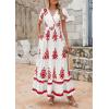 imagePRETTYGARDEN Womens 2025 Summer Casual V Neck Boho Maxi Dress Flowy Aline Bell Sleeve Tiered Floral Dresses with PocketFloral Light Apricot Orange