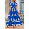 imagePRETTYGARDEN Womens 2025 Summer Casual V Neck Boho Maxi Dress Flowy Aline Bell Sleeve Tiered Floral Dresses with PocketFloral Royal Blue White