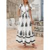imagePRETTYGARDEN Womens 2025 Summer Casual V Neck Boho Maxi Dress Flowy Aline Bell Sleeve Tiered Floral Dresses with PocketFloral White Black