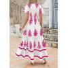 imagePRETTYGARDEN Womens 2025 Summer Casual V Neck Boho Maxi Dress Flowy Aline Bell Sleeve Tiered Floral Dresses with PocketFloral White Rose Red