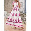 imagePRETTYGARDEN Womens 2025 Summer Casual V Neck Boho Maxi Dress Flowy Aline Bell Sleeve Tiered Floral Dresses with PocketFloral White Rose Red