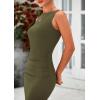 imagePRETTYGARDEN Womens 2025 Summer Semi Formal Midi Dresses Sleeveless Ruched Bodycon Long Elegant Cocktail Wedding Guest DressArmy Green