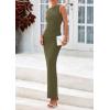 imagePRETTYGARDEN Womens 2025 Summer Semi Formal Midi Dresses Sleeveless Ruched Bodycon Long Elegant Cocktail Wedding Guest DressArmy Green