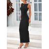 imagePRETTYGARDEN Womens 2025 Summer Semi Formal Midi Dresses Sleeveless Ruched Bodycon Long Elegant Cocktail Wedding Guest DressBlack