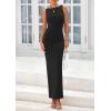 imagePRETTYGARDEN Womens 2025 Summer Semi Formal Midi Dresses Sleeveless Ruched Bodycon Long Elegant Cocktail Wedding Guest DressBlack