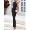 imagePRETTYGARDEN Womens 2025 Summer Semi Formal Midi Dresses Sleeveless Ruched Bodycon Long Elegant Cocktail Wedding Guest DressBlack