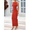 imagePRETTYGARDEN Womens 2025 Summer Semi Formal Midi Dresses Sleeveless Ruched Bodycon Long Elegant Cocktail Wedding Guest DressBrick Red