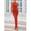 imagePRETTYGARDEN Womens 2025 Summer Semi Formal Midi Dresses Sleeveless Ruched Bodycon Long Elegant Cocktail Wedding Guest DressBrick Red