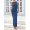 imagePRETTYGARDEN Womens 2025 Summer Semi Formal Midi Dresses Sleeveless Ruched Bodycon Long Elegant Cocktail Wedding Guest DressDark Blue