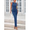 imagePRETTYGARDEN Womens 2025 Summer Semi Formal Midi Dresses Sleeveless Ruched Bodycon Long Elegant Cocktail Wedding Guest DressDark Blue