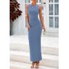 imagePRETTYGARDEN Womens 2025 Summer Semi Formal Midi Dresses Sleeveless Ruched Bodycon Long Elegant Cocktail Wedding Guest DressGrey Blue
