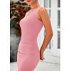 imagePRETTYGARDEN Womens 2025 Summer Semi Formal Midi Dresses Sleeveless Ruched Bodycon Long Elegant Cocktail Wedding Guest DressPink