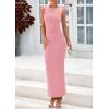 imagePRETTYGARDEN Womens 2025 Summer Semi Formal Midi Dresses Sleeveless Ruched Bodycon Long Elegant Cocktail Wedding Guest DressPink