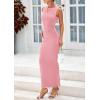 imagePRETTYGARDEN Womens 2025 Summer Semi Formal Midi Dresses Sleeveless Ruched Bodycon Long Elegant Cocktail Wedding Guest DressPink